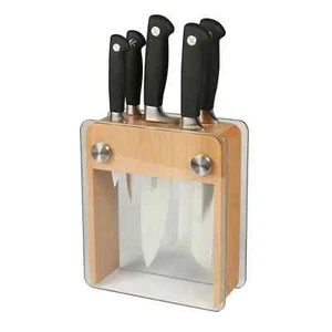 Juego de 6 cuchillos de madera de goma y bloques de vidrio Mercer Culinary M20050 Genesis® - Imagen 1 de 1