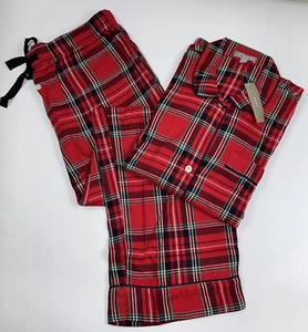 J CREW Size M Women's Pajama Pant Set Red TARTAN Plaid Brushed Twill NEW $118 - Picture 1 of 5