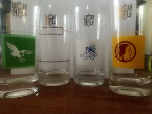 NFL Drinking Glasses (1960's) "Set of 4" (Cowboys, Redskins, Eagles) "RARE" - Picture 1 of 14