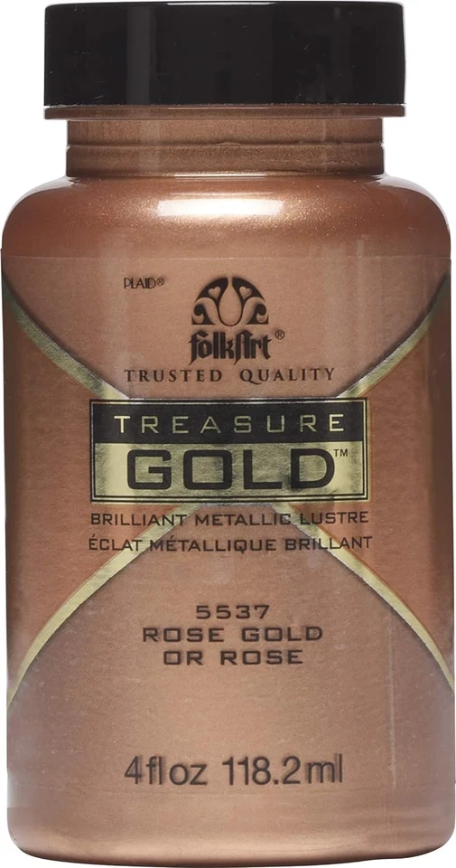 Pintura acrílica metálica brillante dorada del tesoro de arte popular a cuadros - oro rosa 4 oz. Foto 1 de 1