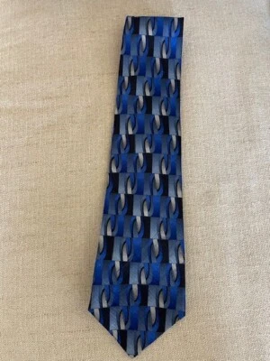 Corbata para hombre Albert Nipon 100 % seda diseñador abstracta hecha en Corea - colores azules Foto 1 de 4