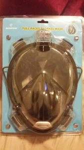Full-Faced Snorkel Mask W/Gopro Holder, Size L/XL By Eonfine, Black - Picture 1 of 3