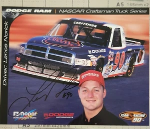 Lance Norick NASCAR Racing #90 Dodge Craftsman Truck autographed 8 x 10 handout - Picture 1 of 2