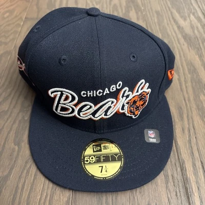 New Era NFL Chicago Bears Bear Face Logo 59FIFTY Fitted Hat Navy Script Sided - Image 1 of 4