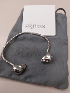 Alexander McQueen Double Skull Silver Bangle - Picture 1 of 3