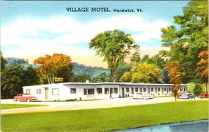 Hardwick, VT Vermont VILLAGE MOTEL am Straßenrand ~ Caledonia County ca 1940er Postkarte - Bild 1 von 2