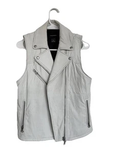 Club Monaco 100% Lamb Leather White Vest Small Zippers Sleeveless - Picture 1 of 6