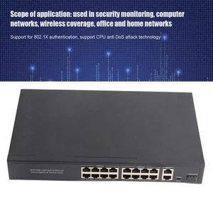 EU Plug Ethernet Switch 16 Port 10/100M Adaptive RJ45 2 Uplink Gigabit For Co FY - Afbeelding 1 van 22