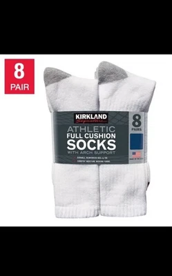 Calcetín deportivo completo KIRKLAND Signature para hombre, 8 pares | Blanco | Grande Foto 1 de 3