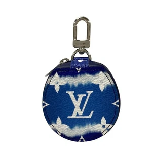 Louis Vuitton LV Escale Earphone Case Blue White Leather Coin Purse Key Holder - Photo 1 sur 10