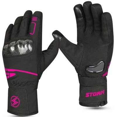 STORM Guanti Invernali Moto DONNA Antivento Imbottito Protezione Carbonio Impermeabili