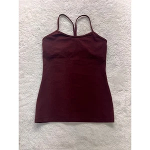 Lululemon Tank Top Size 10 Wine Red Built In Bra Y Racerback Workout - Picture 1 of 8