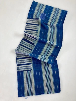 Authentic Antique Japanese Indigo Boro Textile Fabric 40" x 13" - Image 1 of 4