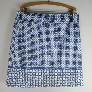 Talbots Womens 10 Blue White Cotton Skirt Multi-Print Classic Knee Length Career - Picture 1 of 7