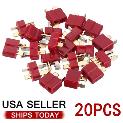 20Pcs T Plug Male & Female Connectors Deans Style For RC LiPo Battery Car Plane - Image 1 of 4