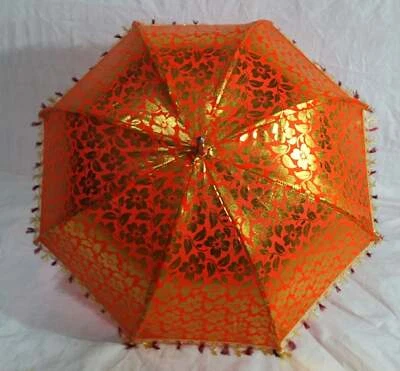 Lote Sombrilla Estampado Dorado Indio De Colección Parasol Mejor Paraguas Exterior Decorativo Foto 1 de 4