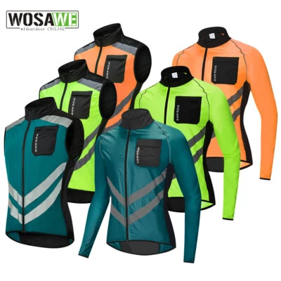 WOSAWE Men's Cycling Jacket Bike High Visibility Windproof Running Hiking Vest - Image 1 of 4