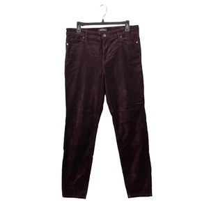 Well Worn High Rise Luxe Velvet Tapered Pants 10 / 30 Plum Burgundy Purple - Picture 1 of 8