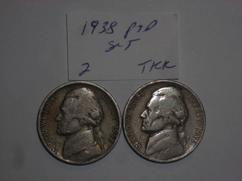 1938 ,1938D Jefferson Nickel Set 1938-P & 1938-D 2PC SET LOT #2 Cover