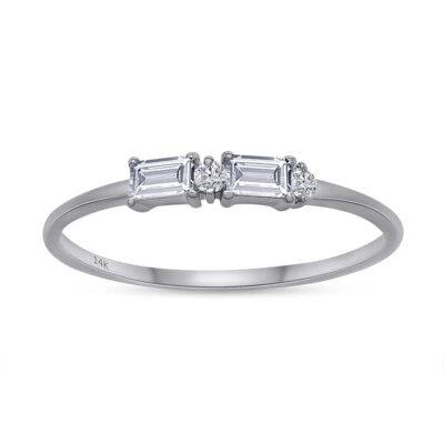 Anillo de boda de diamantes cultivados en laboratorio de 1/8 quit para mujer en oro blanco macizo de 14 k Foto 1 de 4