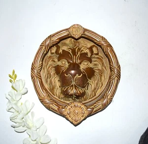 Messing Wilde Katze Türklingel Löwenkopf Design Türklopfer Cottage Türhänger Zug - Bild 1 von 12