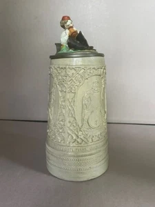 1880 Fritz Thenn German salt glaze stoneware figural ceramic beer stein 10"+ - Picture 1 of 15