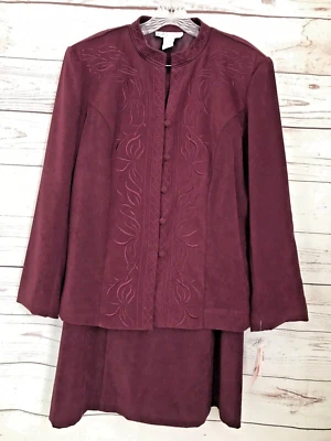 Nuevo con etiquetas Dressbarn Mujer Nuevo Conjunto de Falda y Chaqueta 2 Piezas Talla Grande 1X Ciruela Completamente Forrado Foto 1 de 4