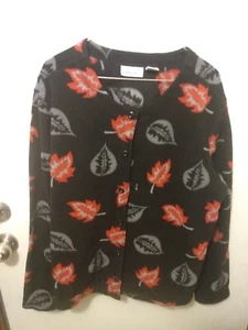 Fashion Bug XL Mujer Negro Vellón Hojas Abotonadas - Imagen 1 de 3