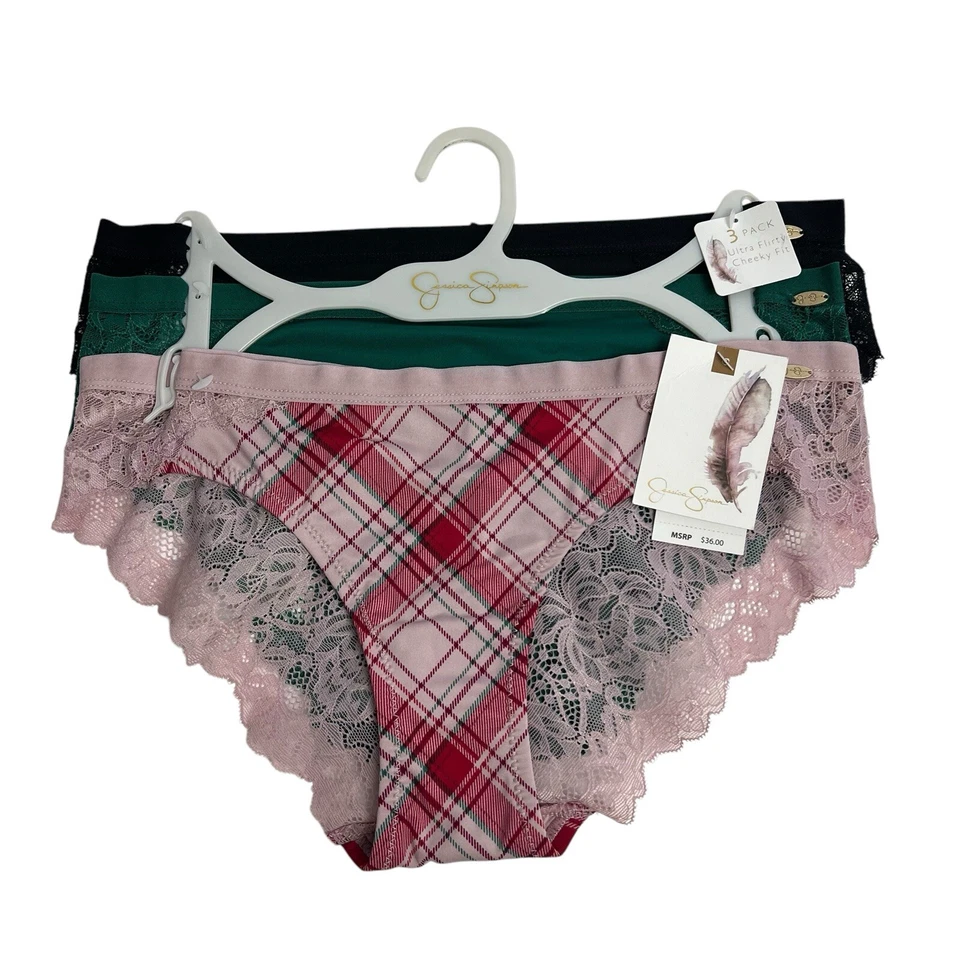 Bragas para mujer JESSICA SIMPSON talla pequeña paquete/3 ultra coquetas ajuste descarado encaje Foto 1 de 4