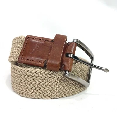 Tommy Bahama Para Hombres L XL Cinturón Elástico Caqui Informal Borde de Cuero Trenzado Foto 1 de 4