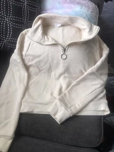 Full Tilt Light Cream Pullover Sweater Tillys XSmall Stretchy Half Zip Up - Picture 1 of 5