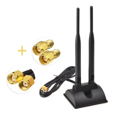 2.4GHz 5GHz Dual Band WiFi Antenna & 2 SMA Adapter for PCI-E WiFi Network Card - Image 1 of 4