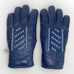 Vintage Blue and White Vinyl Winter Snow Ski Gloves Size Large - Picture 1 of 8
