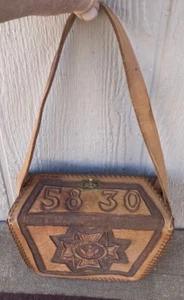 Bolso de cuero vintage VFW 5830 arte popular marrón damas auxiliar trabajado a mano - Imagen 1 de 12