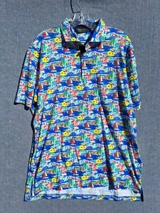 Mens Polo Golf Ralph Lauren Hawaiian Shirt SZ L All Over Beach Yacht Club Sail - Picture 1 of 8
