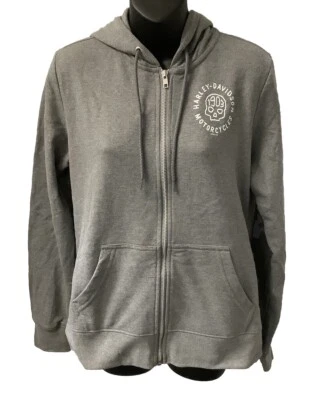 Harley Davidson Women's 1903 Skull Hooded Zip Sweatshirt Gray 3002071-MDGH - Image 1 of 3