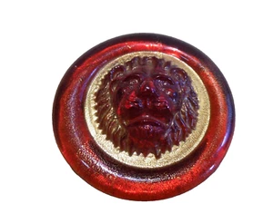 Nason Red Glass & Gold Lion Paperweight Venezia Murano Italy - Picture 1 of 4