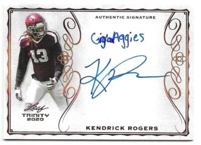 2020 Leaf Trinity Football KENDRICK ROGERS Inscribed Signature On-Card Autograph - Image 1 of 2