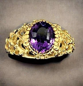 Anello vintage ametista oro 9 ct - 3,42 grammi - misura M - Foto 1 di 3