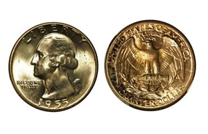 1955-P Washington Viertel - Wahl Stempelglanz - Rollenende getönt #215 - Bild 1 von 1