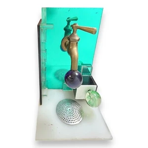 Vintage Postmodern Wind-Up Musical Sculpture – Brass Faucet Design, 12”x7” - Picture 1 of 14