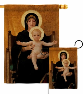 Bandera de jardín de arpillera virgen y niño fe religiosa patio decorativo casa pancarta - Imagen 1 de 19