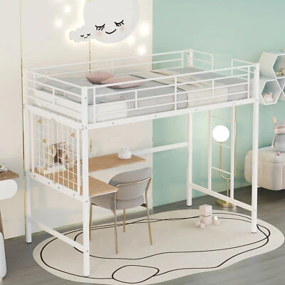 Loft Bed w/ L Shaped Desk & Metal Grid, Space Saving Bed w/Ladder, Noise Free - Image 1 of 4