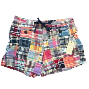 Pantalones cortos coloridos de algodón a cuadros con retazos de tweeds talla 6 con cordón ajustable - Imagen 1 de 4