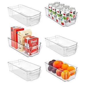 Stackable Plastic Freezer Organizer Bins Clear Storage Containers For Fridge And - Picture 1 of 8