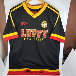 One Piece Medium Soccer style jersey Black Yellow Red Monkey D Luffy Black - Picture 1 of 6