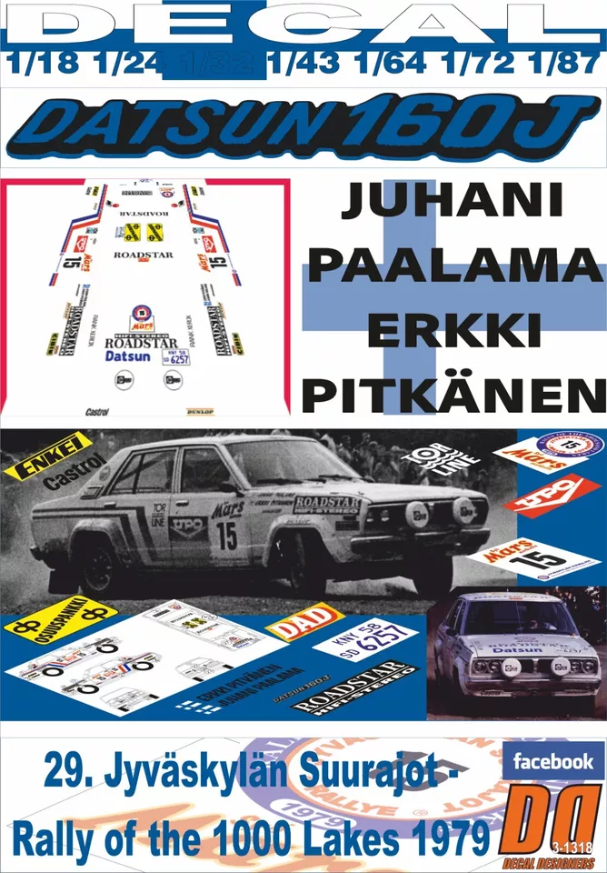 DECAL DATSUN 160J E.PITKANEN 1000 LAKES R. 1979 9th (08) - Image 1 of 1