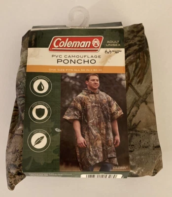Poncho COLEMAN PVC Camuflaje Cordón Capucha Camping Caza-Unisex OSFA Foto 1 de 4