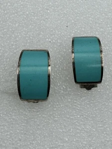 Aretes Turquesa Esterlina Diseño Curvo, Plata 925 Suroeste - Imagen 1 de 7