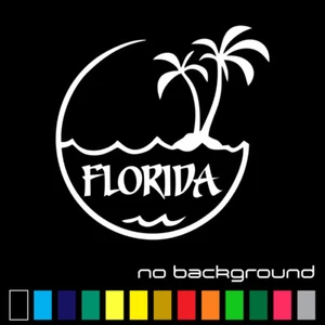 Florida Sticker Vinyl Decal - Palm Tree Beach Sunshine Orange State Car Window - Picture 1 of 17